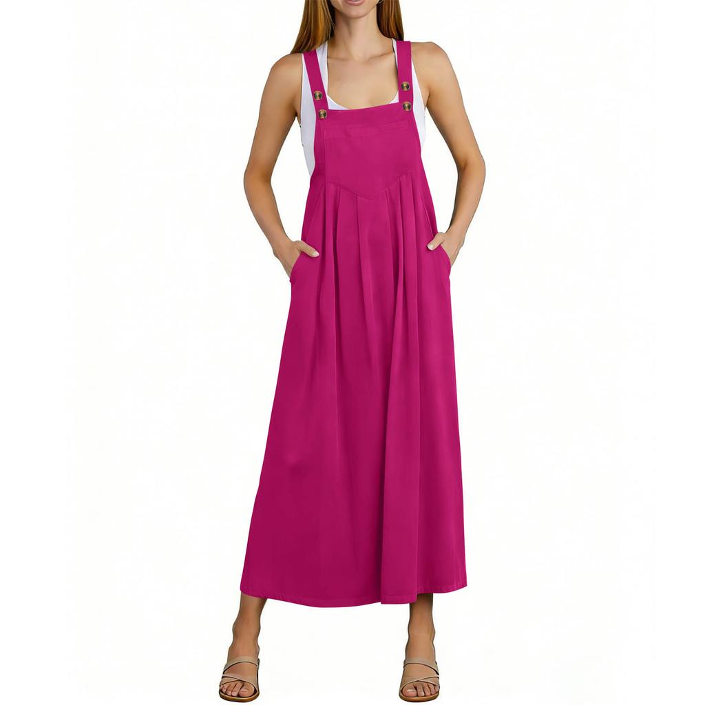 Dames Jurk, Eendelig, Kleur, Casual En Losse Pasvorm, Vintage Met Spaghettibandjes, Gemaakt Van Katoen En Linnen Mix.