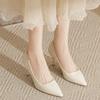 2026 Neue Damen-High Heels aus weichem Leder - Dünner Absatz Spitz zulaufende Spitze Off-White Professionelle Arbeitsschuhe, Ermüdungsfreie Füße, XCY41-Y5-8