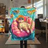 Cats with Swim Rings  Print Flannel Blanket, High quality Comfortable for All Seasons, Home Decor, Warmth and Comfort