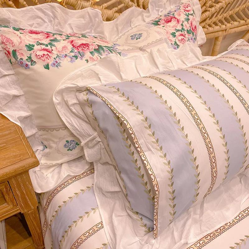 Federe per cuscini Princess in cotone di alta qualità Un paio di federe grandi con stampa floreale Biancheria da letto da 48 * 74 cm