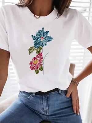 (Asian Size) Print Women Tee Top T Shirt Woman Fashion Female Sweet 90s Short Sleeve Clothing Graphic T-shirts