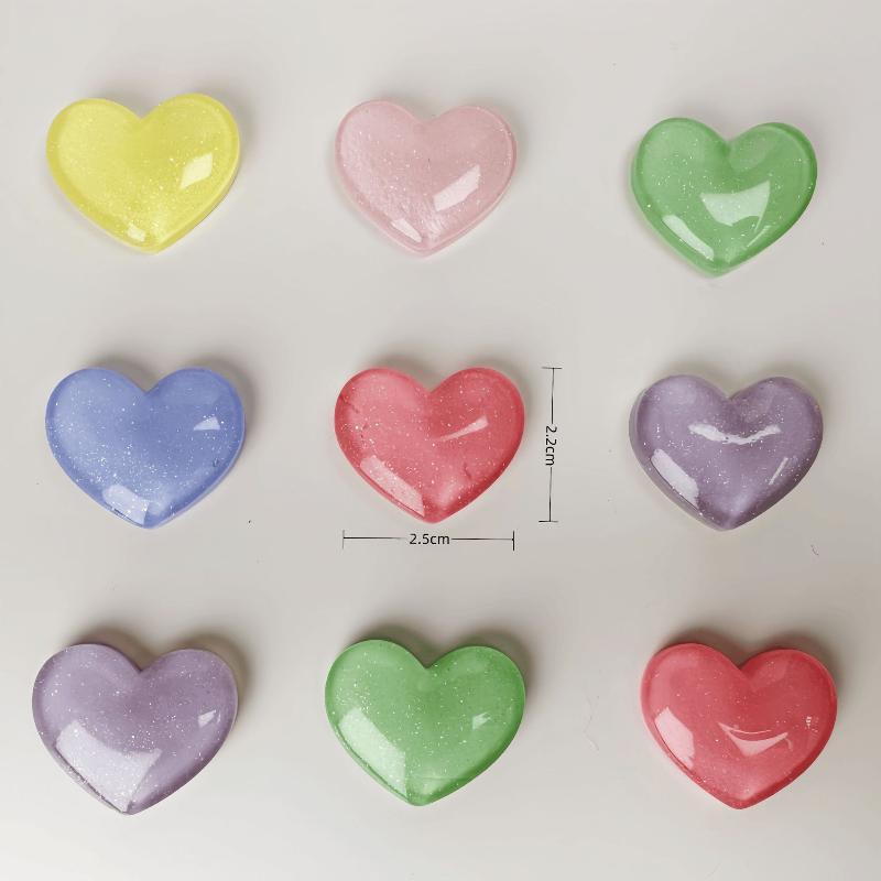 10 PCS Colorful 3D Heart Resin Fridge Magnets Reusable Magnetic Stickers for Holiday Home Decor Gift