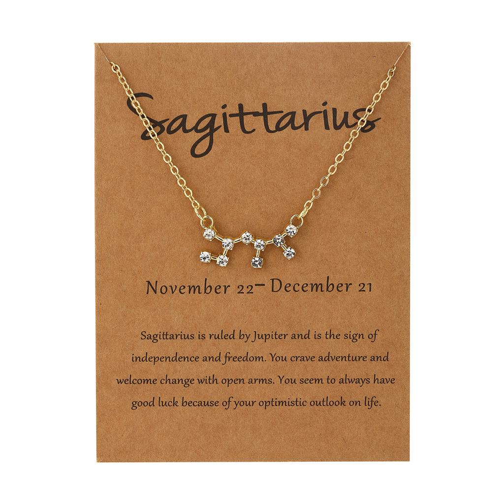 Necklace for Women Zodiac Card Pendant Necklace Ins Simple Personalized Collarbone Chain with Diamond Constellation Necklace Elegant Necklace