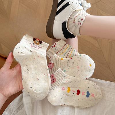 Ladies Summer Thin Cartoon Cute Shallow Mouth Short Tube Cotton Socks