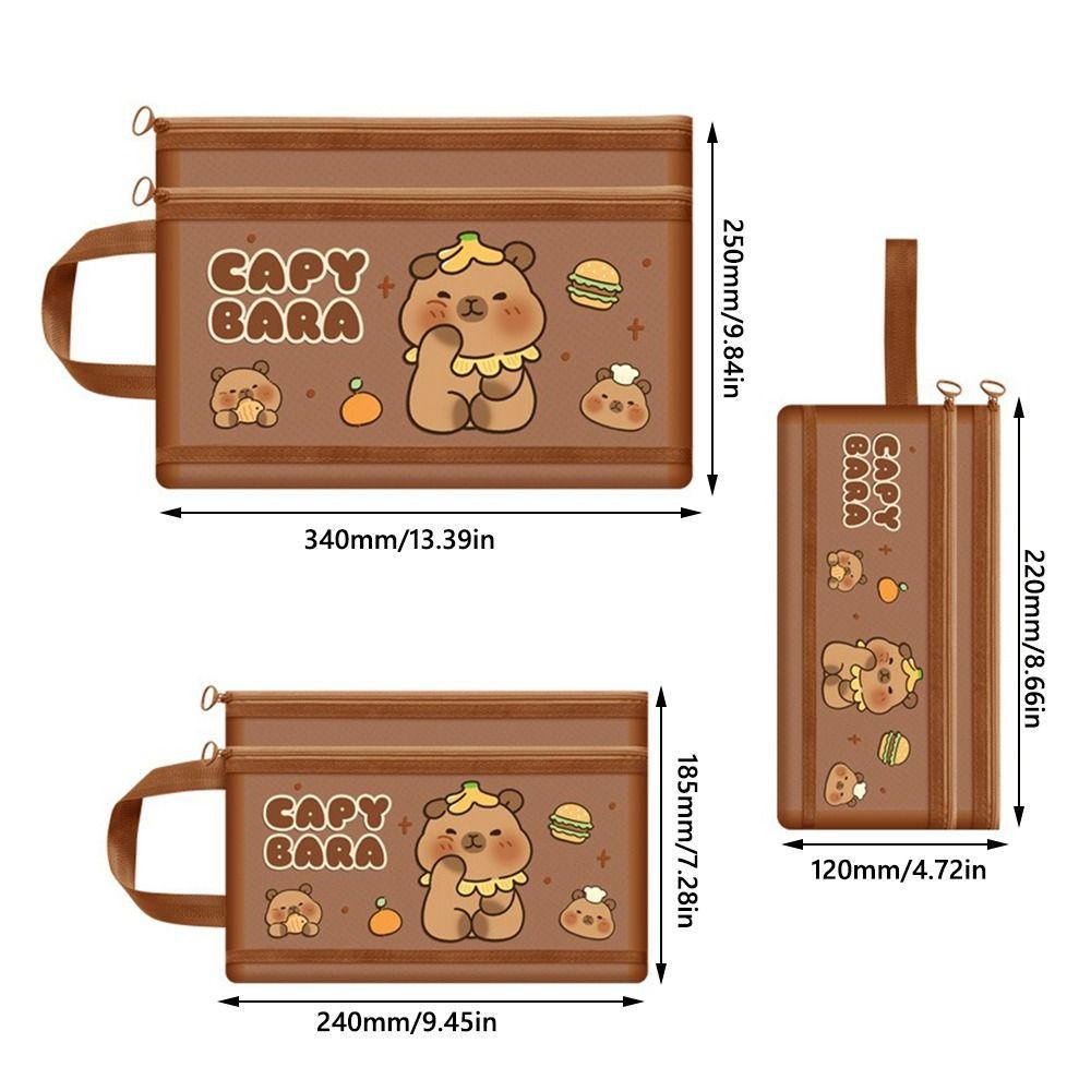 Dark Brown Capybara Bag A4/A5/A6 File Bag Cartoon Pen Bag  Back To School