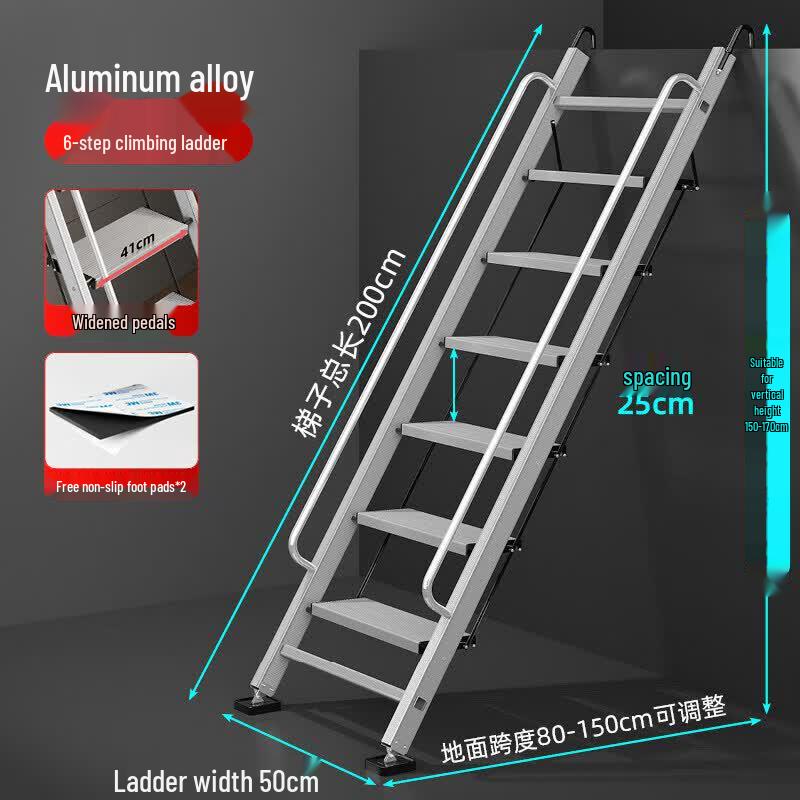 JINGGENG Household Aluminum Alloy Telescopic Attic Ladder