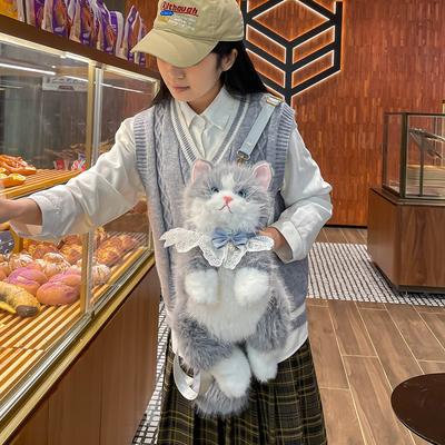 Schoolbag Will Call the Ragdoll Cat Doll Cute Simulation Plush Toy Sleeping Holding Doll Girl Birthday Gift