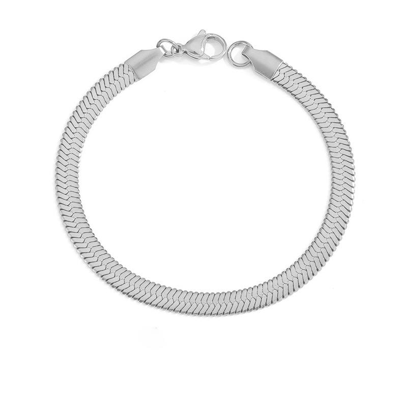 eManco Women's Stainless Steel Snake Chain Bracelet - Thin, Versatile, Flat Style, Perfect for Couples