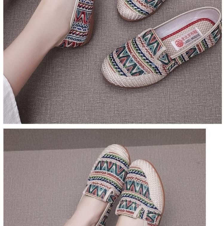 Spring/Summer 2025 Women's Breathable Ethnic Flat Linen Shoes - Lightweight Old Beijing Style