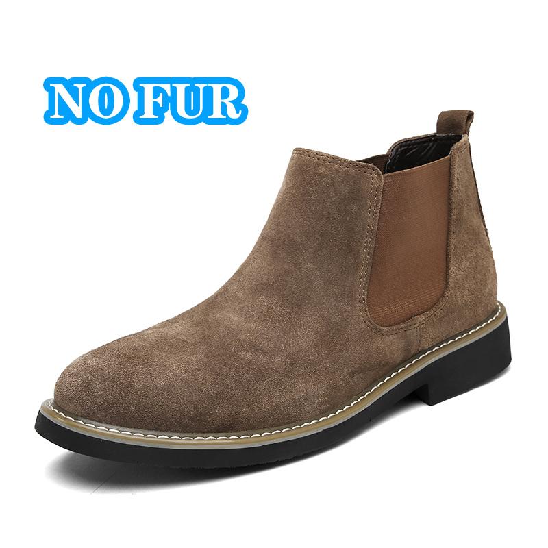 Casual Leather Mens Chelsea Boots New Elastic Strap Ankle Boots Smart Formal Slip on Casual Shoes Business Formal Dress Footwear