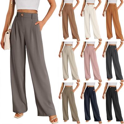 Spring and Summer Women's High-waisted Straight-leg Pants Work Commuting Business Casual Comfortable Formal Suit Pants