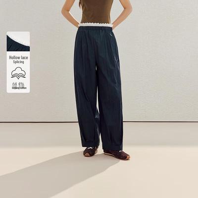 INMAN Damen Lässige Hohlspitze Patchwork Weitbeinige Hose