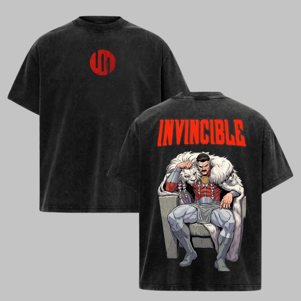 Invincible Omni Man Acid Washed T-Shirt Heavyweight Cotton Comic Fan Gift XL
