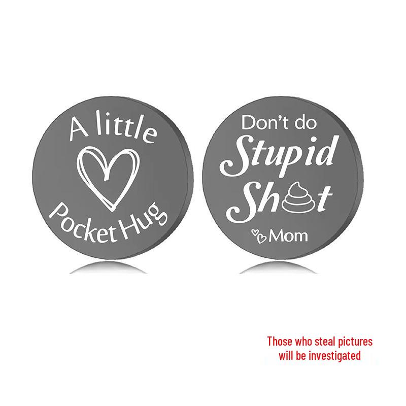 Lucky Charm Motivational Coin: Engravable Stainless Steel Couple & Family Gift Ornament.