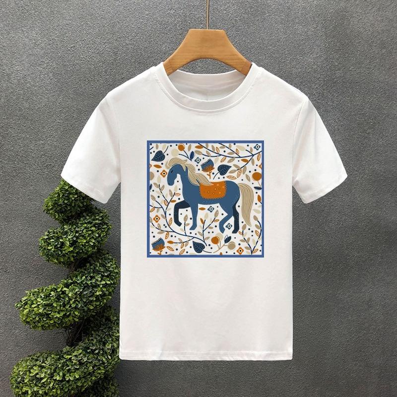 Cute Horse Style Luxury Brand Cotton Letter Print Couple Tees Summer Harajuku MenWomen Short Sleeve Tshirt