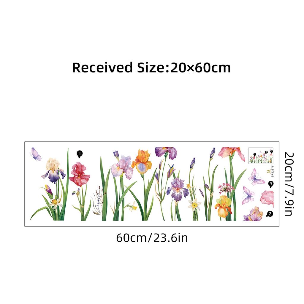 Aquarell Sommer Schmetterling Blume Landschaft Selbstklebender Fensteraufkleber Beidseitig Sichtbares Glasdekor für Schaufenster