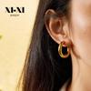 18K Gold Plated Stainless Steel Cross Hoop Earrings for Women - Colorfast Simple Gold Design