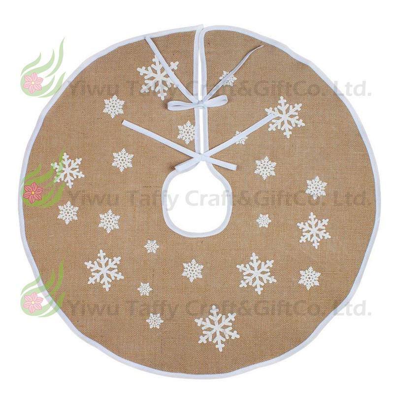

Jute Fabric Snowflake Burlap Christmas Tree Skirt Retro Party Decoration DFA61-2: Diameter 80CM Snowflake Tree Skirt
