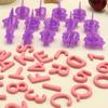 40PCS Tiny Purple Alphabet Number Cutter Set, DIY Baking Tool Symbol Fondant Cake Decorative Printing Mold, Alphanumeric Plastic Biscuit Mold