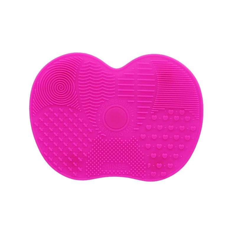 Silicone Apple Shaped Makeup Brush Cleaning Pad - Puff Cleaning Tool with Suction Cup - Easy To Clean Daily Makeup Brush Cleaner