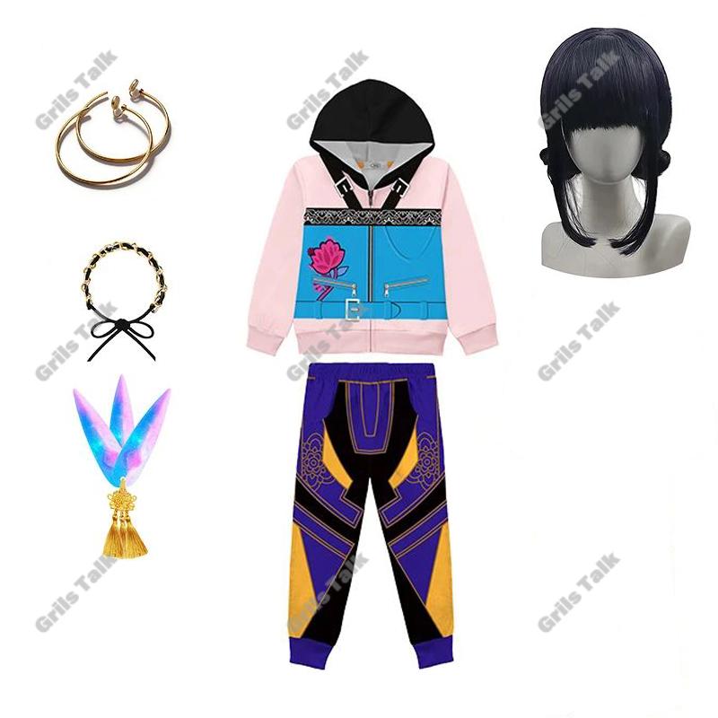 New Girls Outfits Fashion Pop Hoodies Sweatshirt Pants Children's Kids Clothing Halloween Carnival Costumes Set 110-150CM