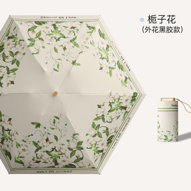New Flat 60% Fold Pocket Umbrella, Sun Card Umbrella, Gold Glue Sun Protection and Anti-parasol, Small Fresh Umbrella, Women's Folding Umbrella.