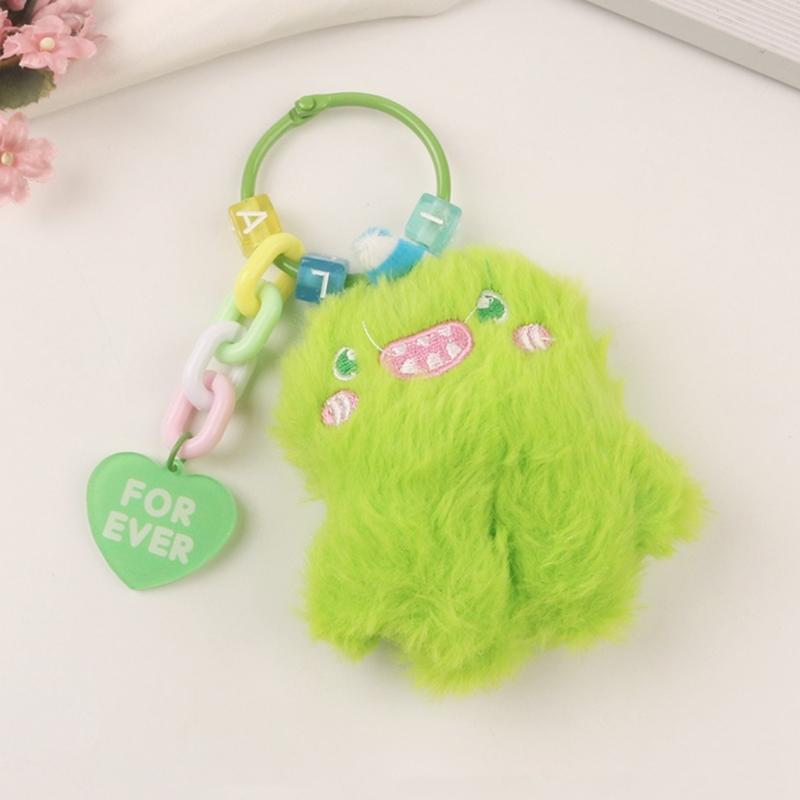 Cute Monsters Plush Keychain Uniqu Stuffed Doll Keyring for Kid Adult Keyring Decoration Green Monsters Pendant Keychain