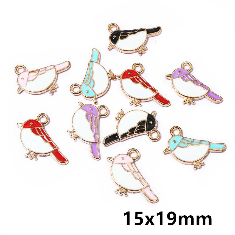 20pcs Random Colors Mix Enamel Bird/Cat/Dog/Bear Cut Animal Charms Pendant Alloy Metal DIY Jewelry Making for Bracelet Necklace