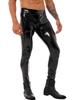 Men's Faux Leather Shiny Tights Skinny Motorcycle Biker Pants PVC Long Trousers