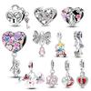 Exquisite Couple Love Boy&Girl Dangle Charms Heart Beads 925 Silver Bracelet for Women Diy Jewelry Gift Charms Beads