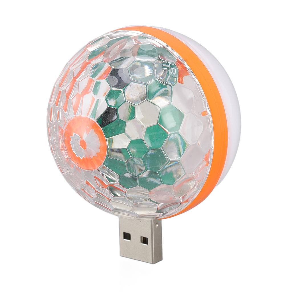 USB Mini Fargerikt Kulelys 2 Lysmoduser DC 5V Stemmestyring RGB Scenelys for Bursdag