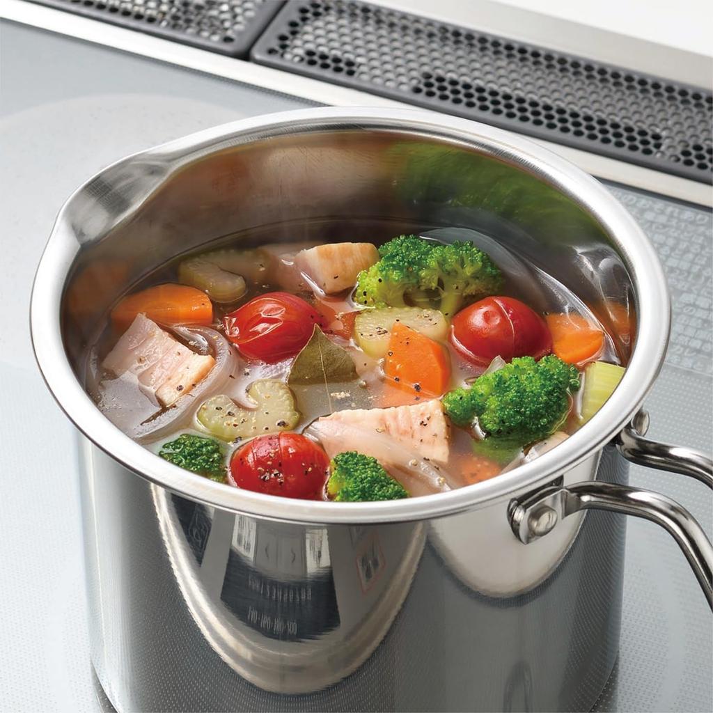 Kakusee Nilworka NW-09 Multi-Pet, 16cm, 2.4L Capacity, Gas Stovetop Compatible, Lightweight, Glass Lid, Stainless Steel, Rust-Resistant, Silver