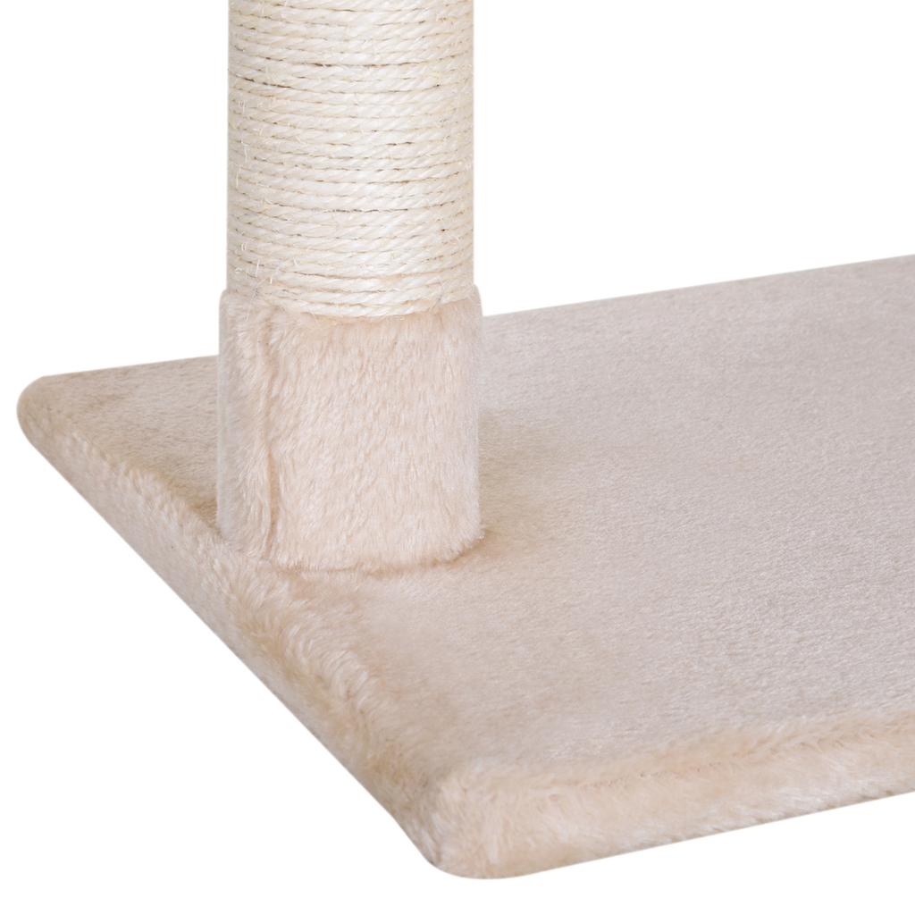 Cat Tower max 3.6kg with Hammock and Hanging Ball, Made of Wood and Plush, 50x36x70 cm, Beige