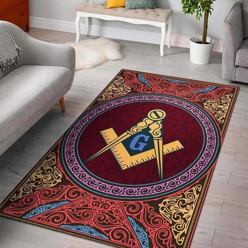 Freemasonry Carpet Masonic Rug Floor Mat Carpet Regtangle Living Room Carpet Bedroom Carpet Home Anti-Slip Carpet Door Mat