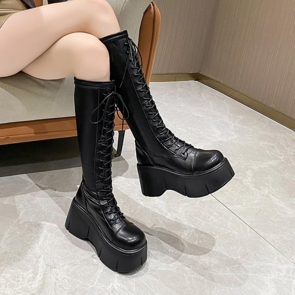 Módní kozačky do půli lýtka Dámské zimní boty Dámské kotníkové boty Měkké šněrovací Dámské Chelsea Zip Botas Mujer Platformový podpatek Dámské boty