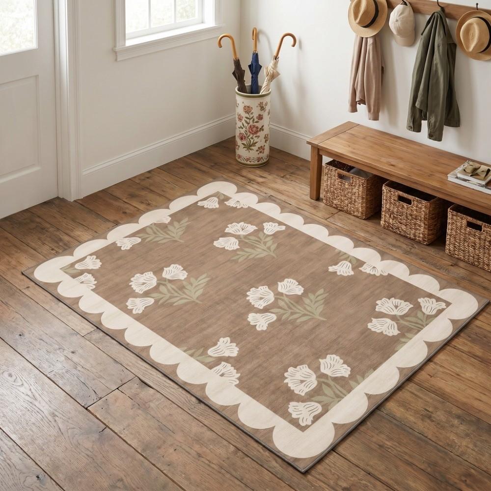 Anti Slip Floral Entry Doormat Retro Bathroom Door Pad Floor Mat Door Mats  Wet Areas