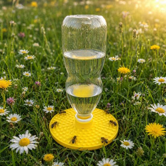 Automatic Water Dispenser for Bees, Chicks Water Feeder, Bee Water Dish, Compatible with Standard Plastic Bottles for Garden Backyard (Bottle Not