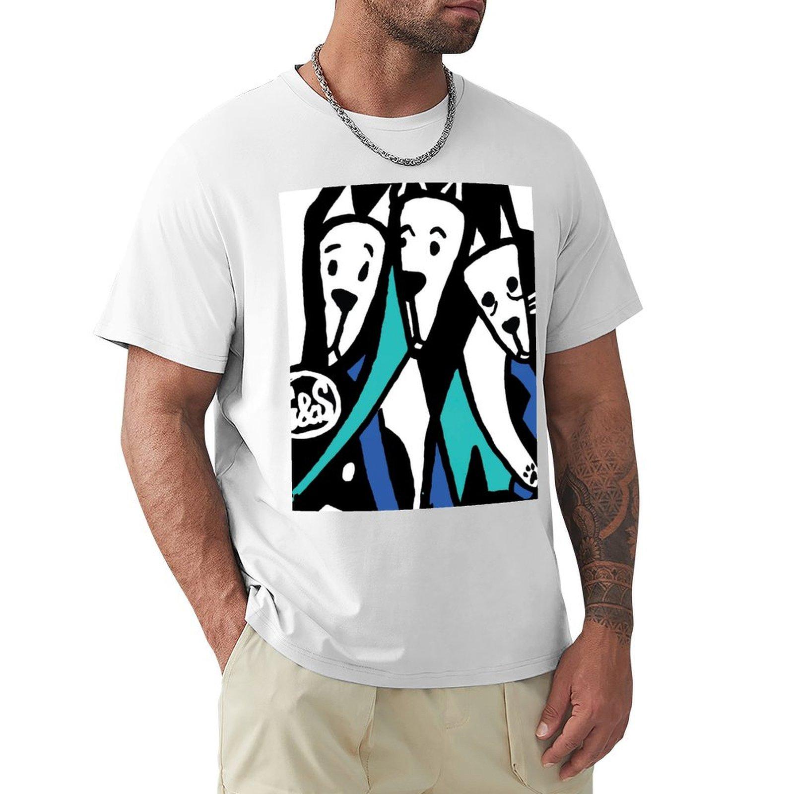 Neil Blender 3 dogs GS vintage skateboard TShirt graphic t shirt vintage blue lock cotton t shirt men S