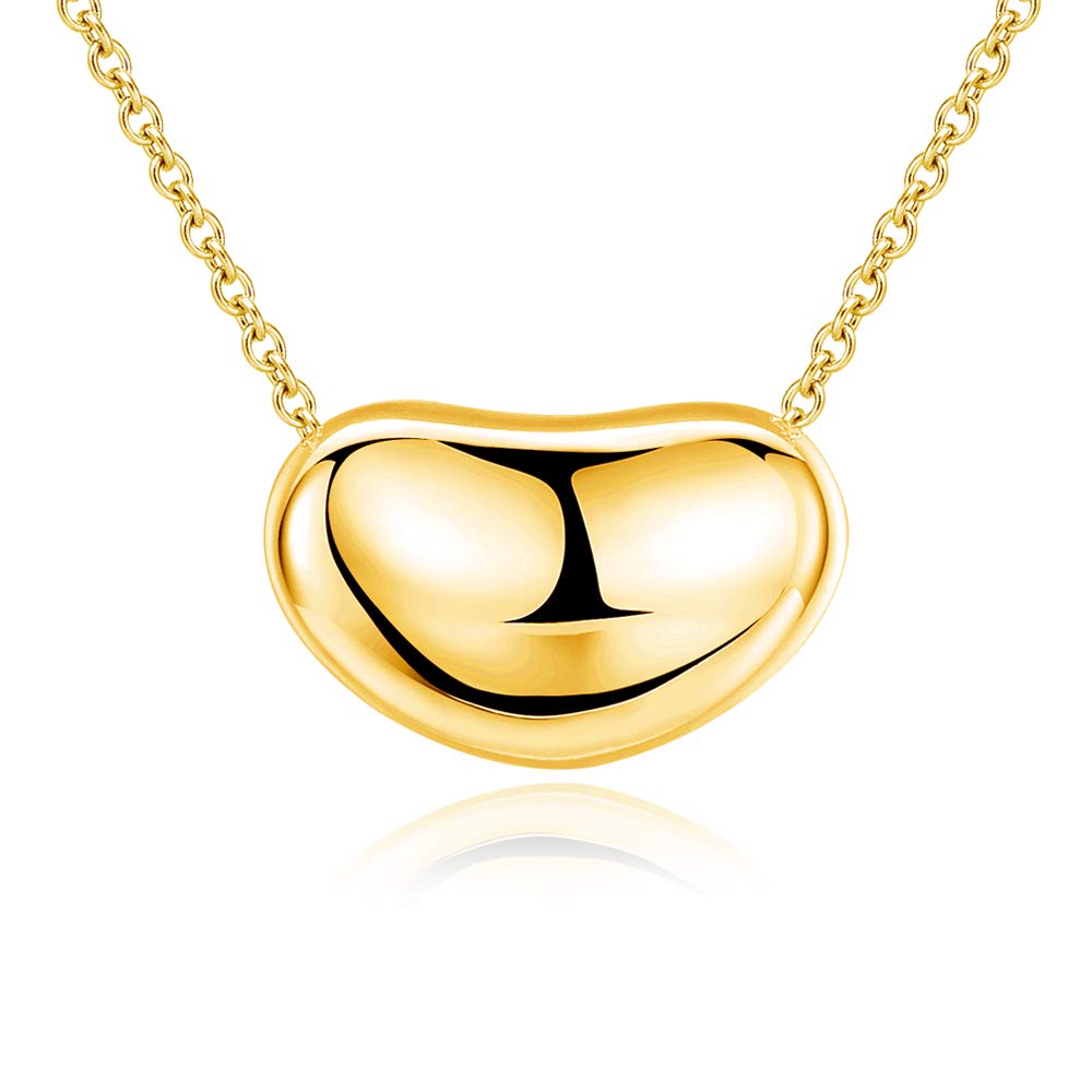 

[Ashley Jewelry] Серебряная цепочка 925 пробы, кулон-фасоль, 11 мм, простой дизайн, женская (Золото)