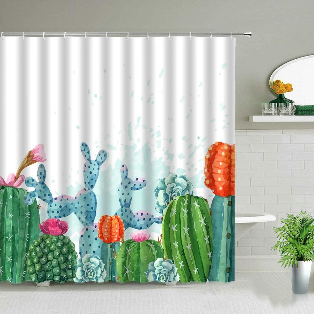 Plant Series Shower Curtain Bathroom Waterproof Polyester Fabric Cloth Curtain Dandelion Flower Print Bathtub Decor With Hooks