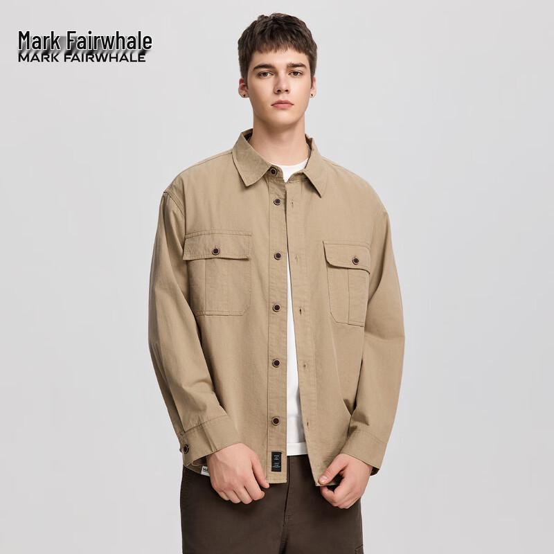 Mark Fairwhale Men's American Retro Apricot Lyocell Long-Sleeve Work Shirt