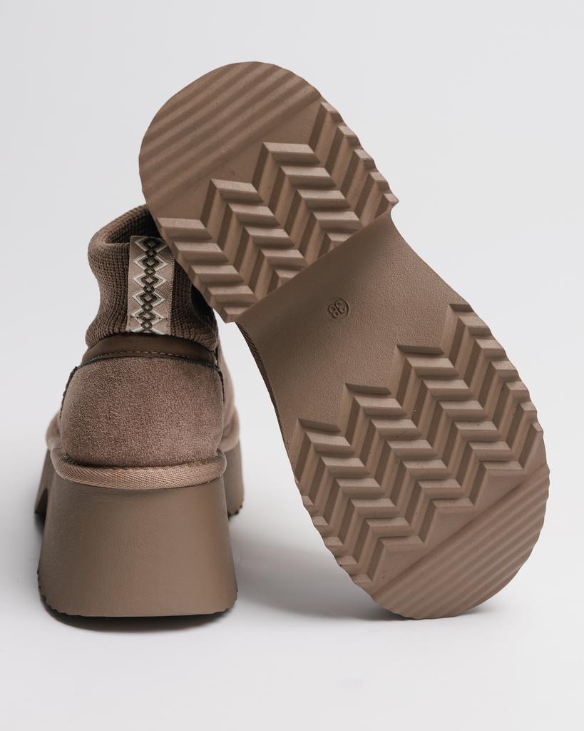 Угги с носком на платформе Allsy 8752 37 бежевый замша шерсть