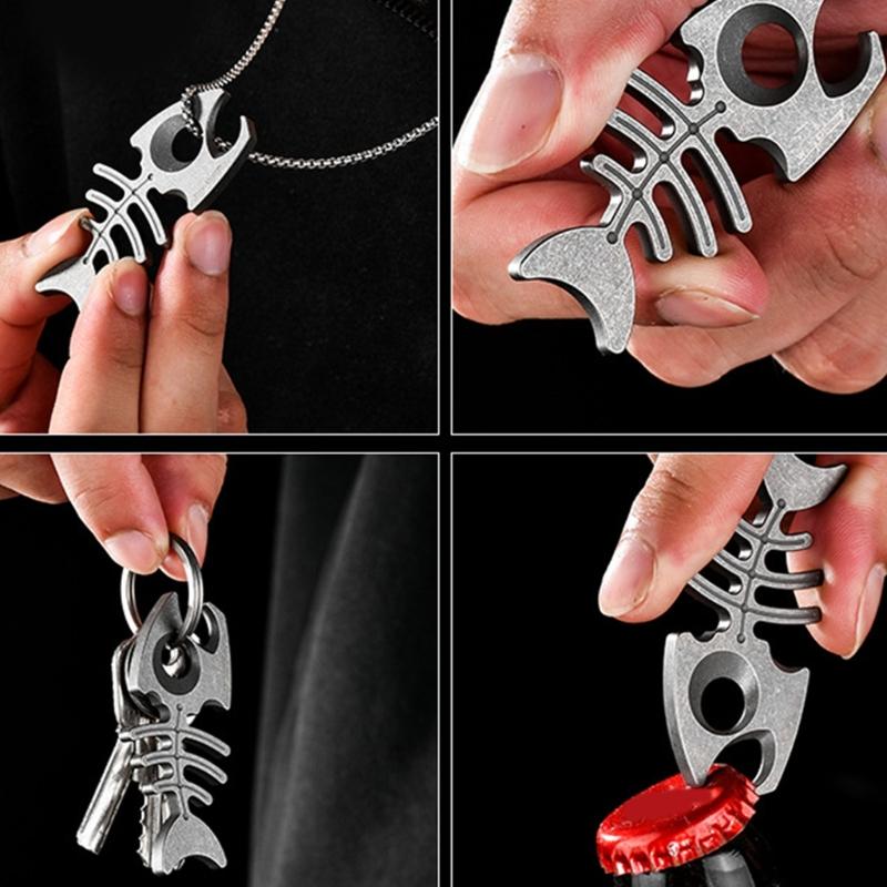 Fishbone Utility Bottle Openers Filter Bottle Water Purifiers Wrenches Emergency for Outdoor Activity