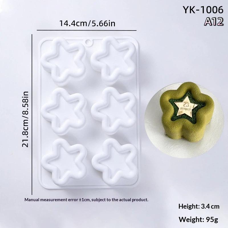 Stampo in Silicone a Forma di Cuore Stella Quadrato per Torta Bento Mousse al Cioccolato Decorazioni per Torta alla Frutta Strumento Riutilizzabile per la Realizzazione di Sapone Candele Gesso