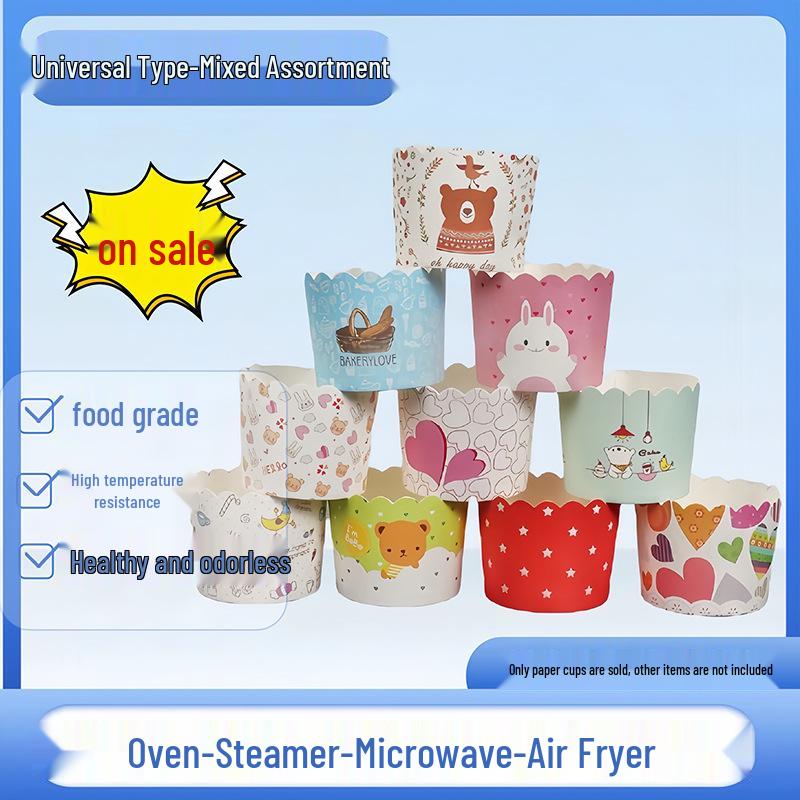 

Термостойкие формочки для кексов Qianmiao для духовки, аэрофритюрницы, пароварки - Формочки для маффинов с полиэтиленовой подкладкой