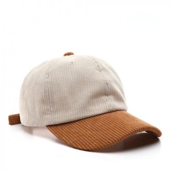 Men Casual Corduroy Baseball Cap Adjustable Strap Two Toned Trucker Hat Summer