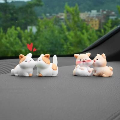 1pair Cute Face Friendly Animal Ornament Car Center Console Screen Rearview Mirror Funny Decoration Car Accessories Interior