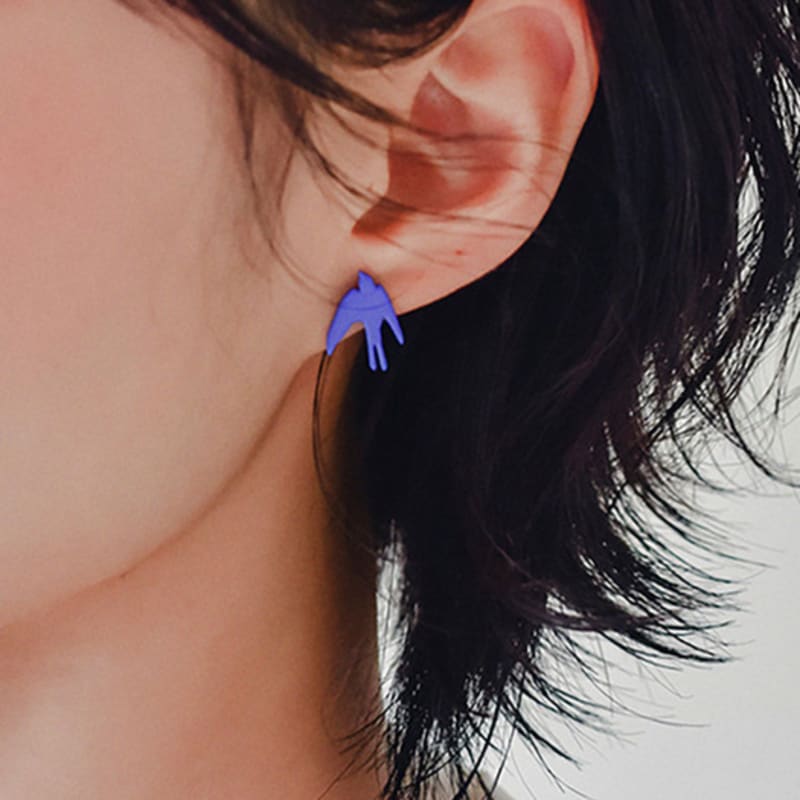 

lanterna Swallow Silhouette Earring -1ea (8colors) Red