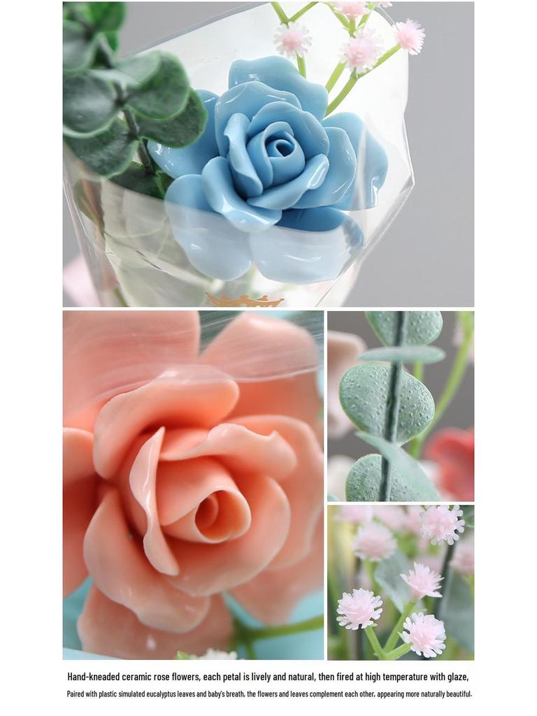 Handmade Ceramic Rose Bouquet - Valentine's Day Gift & Home Decor