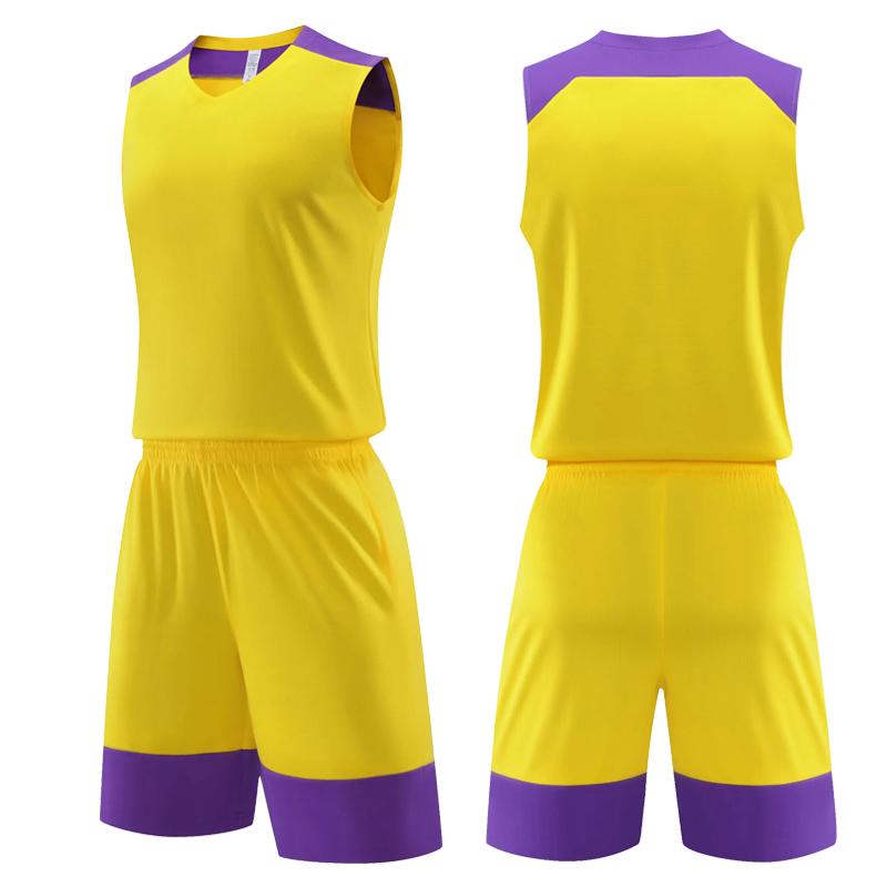 Kids Men Women Basketball Jersey Set Child Men Blank Basketball Uniforms V-Neck Training Vest Double Pocket Shorts Sports Suit
